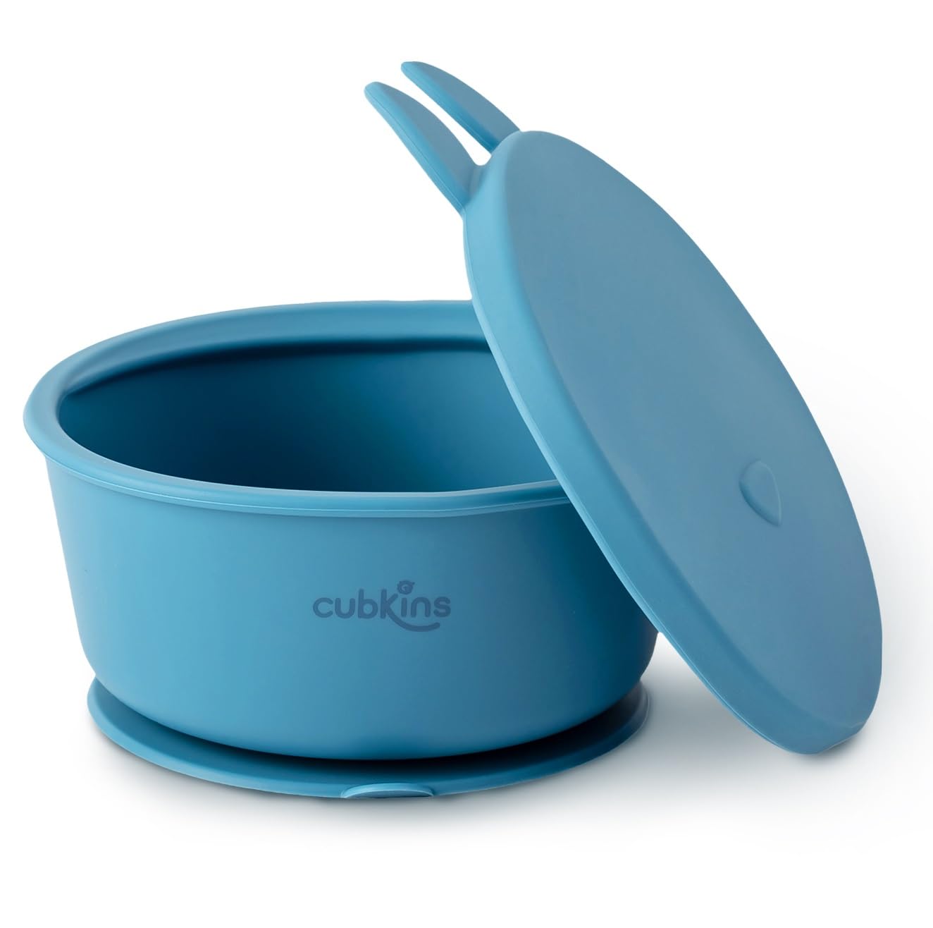 Baby Feeding Silicone Bowl for Kids, Babies and Toddler | Anti-Slip, Reusable Silicone Suction Bowl, Microwave & Dishwasher Safe with Lid (Blue Olive)