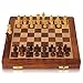 Produktbild Magnetisches Reise Schachset aus Holz für Kinder und Erwachsene zusammenklappbares Turnierschachset, 26,5 cm großes Brett mit Stauraum und 2 extra Königinnen, ideal für die Familie im Freien