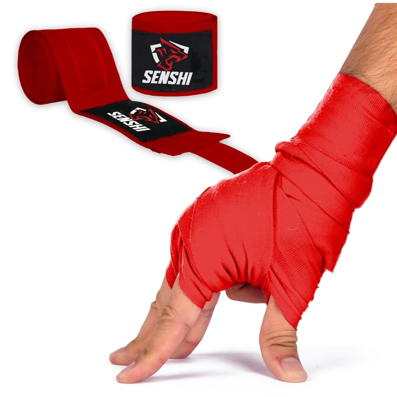 Senshi Japan Pro Grade Boxing Hand Wraps Set Fist Protector, MMA, Muay Thai, Kickboxing, Martial Arts Wrist Support Men's & Women's Training Bandage Gloves