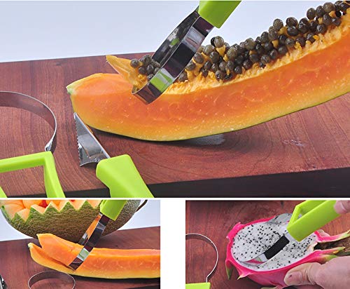 Melon Baller Scoop Set,Melon Corer Peeler, 4 In 1 Stainless Steel Fruit Scooper Tool, Seed Remover for Watermelon Slicer,Perfect Tool for Making Fruit Salad in Kitchen (4 In 1) - Thumbnail 4
