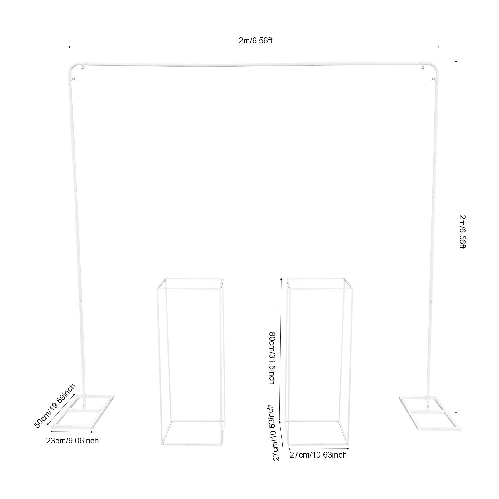 2×2m Ballonständer mit 2 Stück Blumenständern, Hochzeitsständer, Hochzeitskulissenständer, Metall Hochzeitsbogen, Ballonbogen Ständer, Hintergrundständer, für Hochzeiten (Weiß)