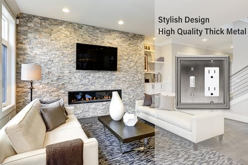 Image of Henne Bery Sunken Pearls Heavy Duty Decorative Wall Plate Switch Plate Outlet Cover (Toggle /Decorator, Heirloom Silver)