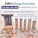 CO5IN1 Change Sorter Tube as Coin Counter Machine with Coin Wrappers, Coin Sorter Change Counter, Coin Organizer & Coin Holder Coin Roller, Empty your Pocket Change Piggy Bank & Coin Bank Quick & Easy