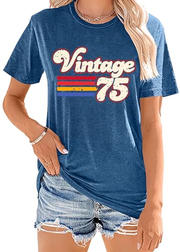 Vintage 1975 Tshirt for Women: 50th Birthday Gift Shirt Retro Birthday Party Short Sleeve Tee Tops2