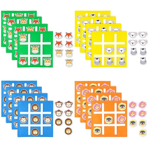 GoBene Set tavola strategica per Bambini e Famiglia Tic Tac Toe 16 Pack，Tic Tac Mini Forza 4 Gioco Regalini Compleanno Animali Della,Tris Gioco Per Bambini Per Regali Fine Festa