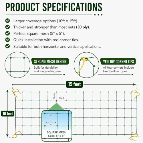 Image of Plant net for Climbing Plants | Heavy Duty Garden Trellis Net for Creeper Plants, Vegetables & Flowering Vines(3x6 feet)