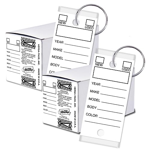 Image of Versa-Tags 500 Key Tags, Self Protecting Poly, 1.25''x3'', Highly Resistant to Abrasion, 500 Key Tag Pack, 500 Chrome Plated Key Tag Rings Included Color White