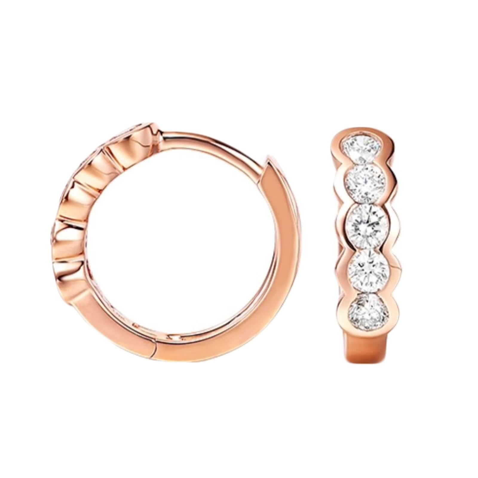 Epinki Prawdziwe złoto biżuteria Creole Hoop 9K/14K/18K czerwone złoto, klasyczne kolczyki vintage z laboratorium diamentowe okrągłe szlify, kolczyki wiszące złoto 750/585/375,