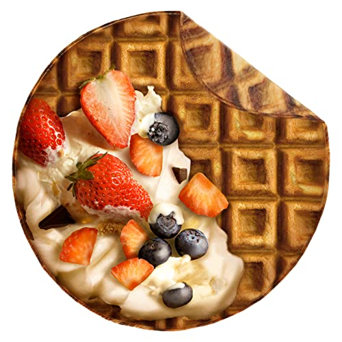Image of Bnuitland Waffle Funny Blanket, 300 GSM Double Sided Giant Realistic Food Blanket with a Storage Bag, Novelty Gift for Adults and Kids, Super Soft Flannel