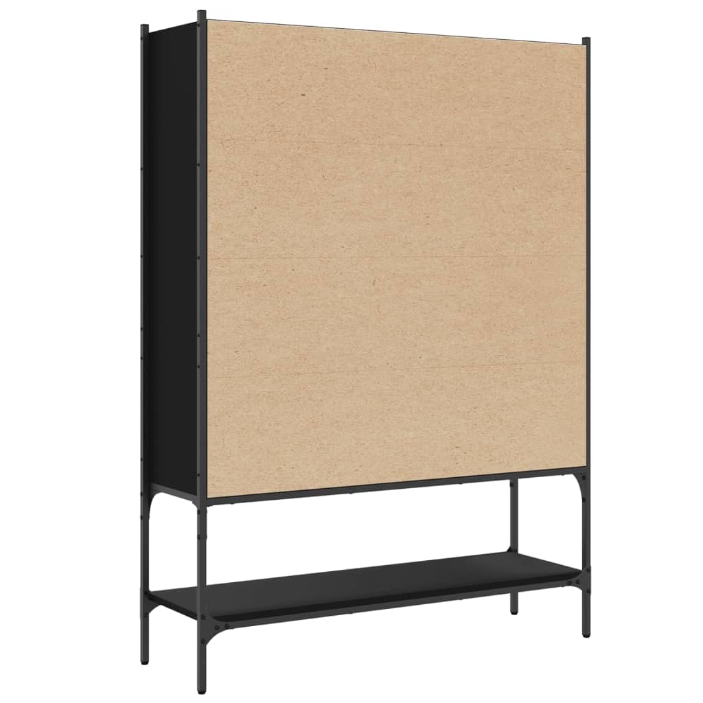 Regał na książki, czarny, 102 x 30 x 141,5 cm, materiał drewnopochodny i stal, regał stojący z 9 półkami, uniwersalna ścianka działowa na książki, dekoracje i czasopisma, idealny do salonu i