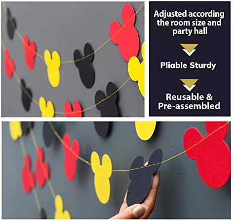 Miniatura 5 de Boston Creative Company Suministros de fiesta de cumpleaños de Mickey Mouse, guirnalda de cabeza de Mickey para fiesta, decoración de guirnalda de