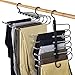 Perchas para Pantalones, Perchas de Armario de Ahorro de Espacio 6 Capas 2 Usos Multi Funcional Percha para Pantalones Pechero Organizador de Armario para Pantalones Bufandas Corbatas (Black-2PCS)