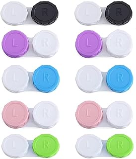 10 Pcs Contact Lens Cases，Multicolor Contact Lens Holder Boxes，Left Right Eyes Portable Contact Lens Storage Case.