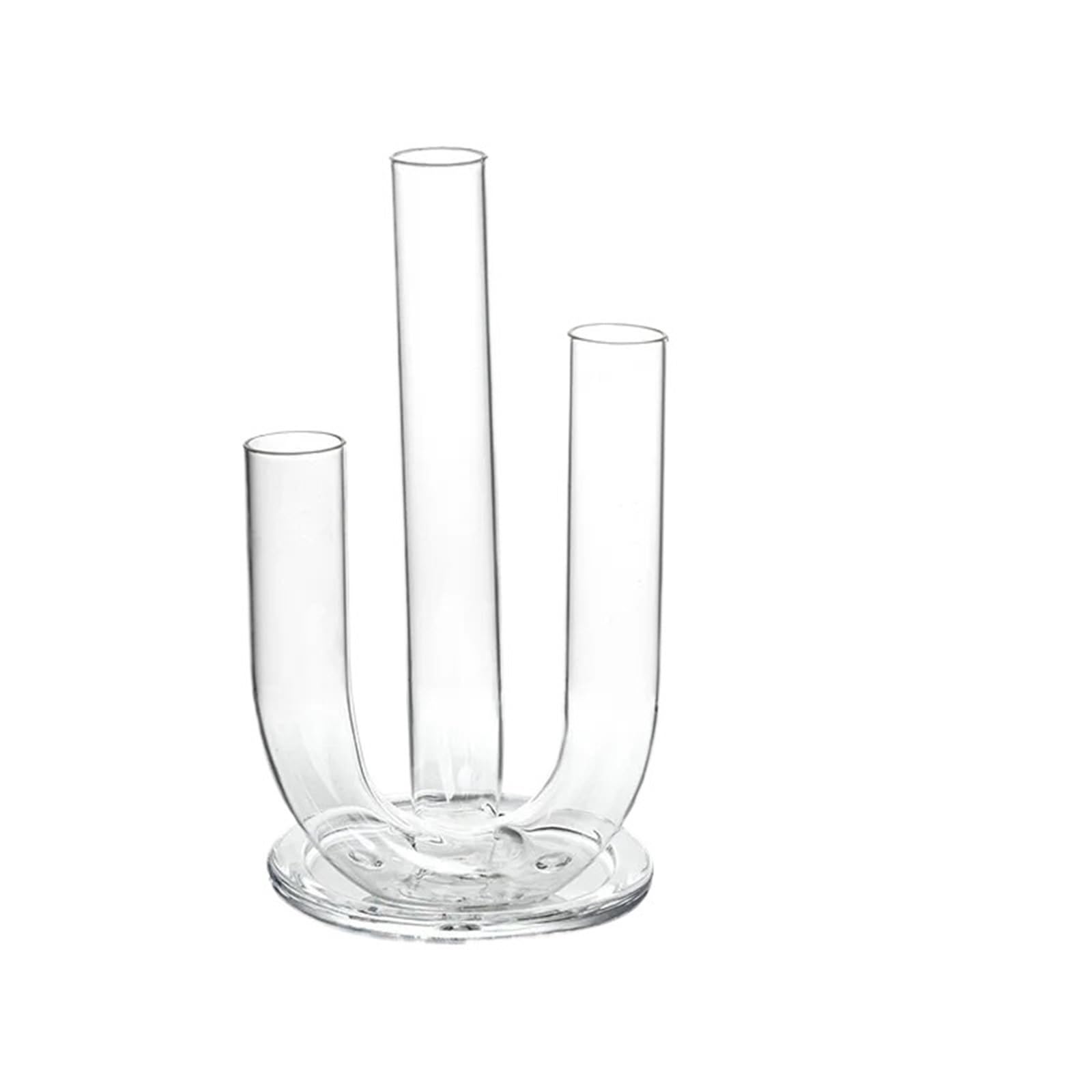 QuxetlRyz Glass Hydroponic Vase Artistic Glass Bend Pipe Flower Vase Small Diameter Hydroponic Container Simple Living Room Decoration Accessories(3-section elbow vase with bottom)