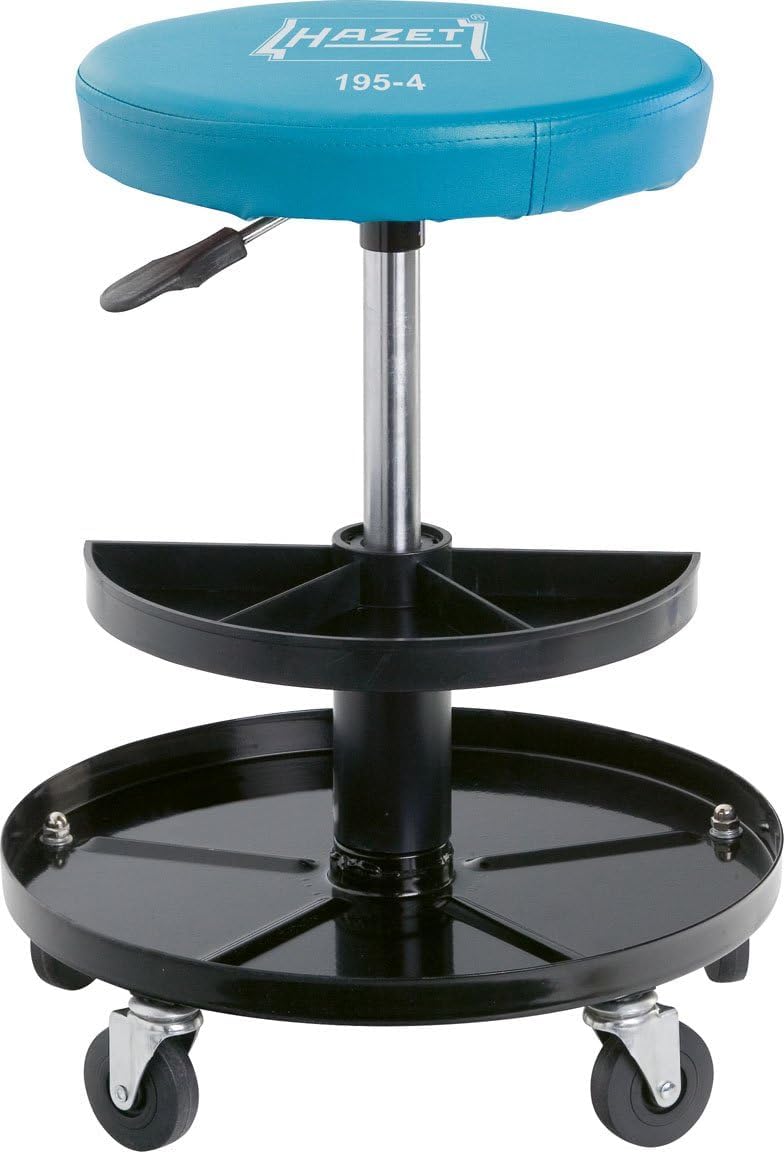 Tabouret à Roulettes HAZET 195-4 - Réglable Pneumatique 396-526mm - 150kg Charge - 5 Roues