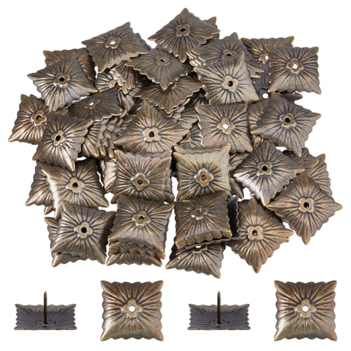 SUPERFINDINGS 100 clavos para tapicería, cuadrados, vintage, bronce, antiguo, para tapicería, sofá, decoración de muebles
