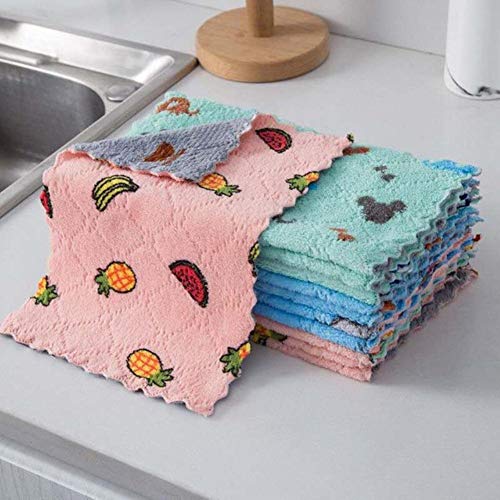 VJOSH Lot de 20 torchons de cuisine super doux double face épais réutilisables en microfibre 16 x 26 cm - Couleurs mélangées, 50 pièces