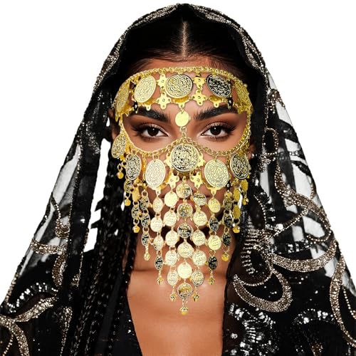 Masque de cosplay multicouche doré Oidea à franges amovibles