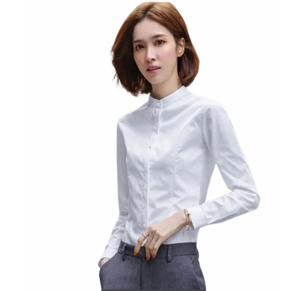 長袖/七分袖 ワイシャツ レディース スタンドカラーシャツ 立ち襟シャツ 春 夏 秋 七分袖シャツ 着痩せ 長袖シャツ スーツシャツ 無地 シャツ ブラウス 通勤 オフィス ビジネス 面接 就職 仕事着 大きサイズ