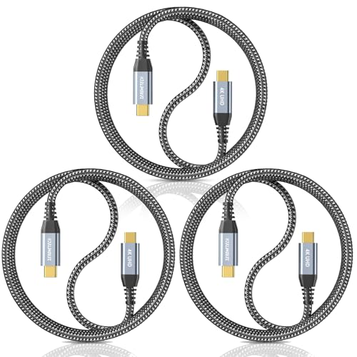 Image of ZeroneTeck Long USB C Video Cable, USB C 3.2 Gen 2 Cable 6FT-3pack, 4K Monitor Output Cord, 100W Fast Charging 20Gbps High Speed Data Transfer, for MacBook,iPad,SSD,Dell,LG,ARZOPA,KYY,USBC Monitor