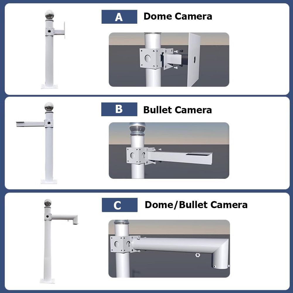 Este Soporte para cámara de vigilancia, Soporte Universal para Pared y Techo para cámaras Domo, Poste de Metal Resistente a la Intemperie, Longitud Ajustable de 100 cm.
