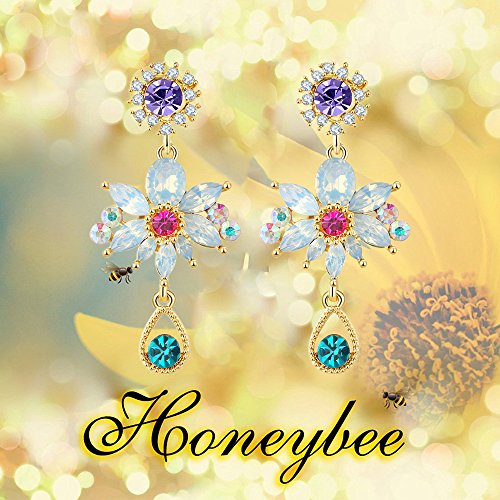 Opal Folklore Gemstone Floral Dangle Earrings Set