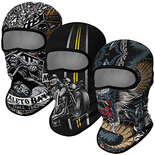 Image of 3PCS Balaclava Ski Mask Motorcycle Full Face Mask Outdoor Tactical Hood Headwear Mask Unisex for Cycling Halloween Windproof