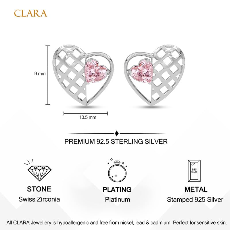 Image of CLARA 925 Sterling Silver Stud Earrings | Platinum Plated | Daily Wear |Gift for Women and Girls