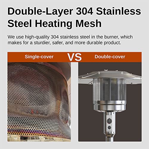 Patio Heater, East Oak 50,000 Btu Stainless Steel Outdoor Patio Heater With Table Design, Triple Protection System, Wheels, Propane Patio Heaters For Commercial And Residential #TOP3