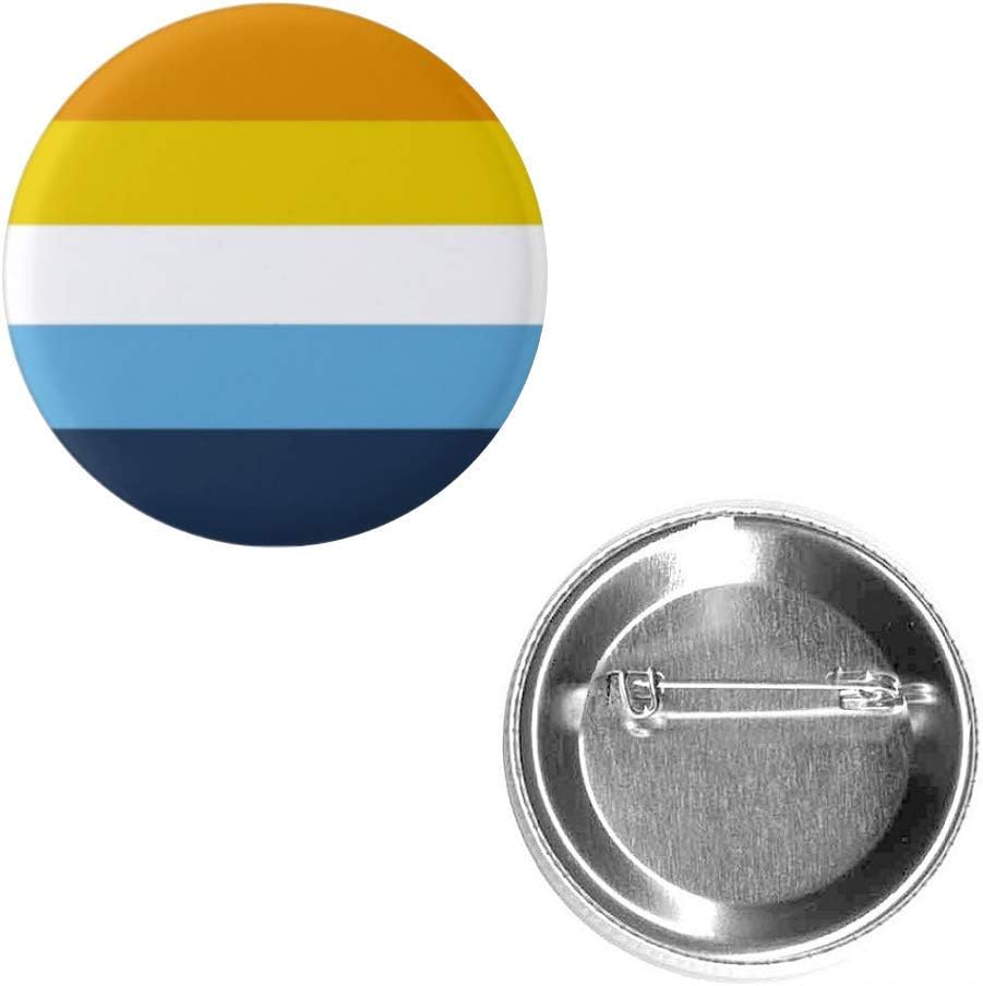 AroAce Orange Blue Aro Ace Pride Flag Pin 2.25” Round Circle Shape Metal Button Pin Badge Pinback 2.25 inch Pin 57 mm 5.7 cm