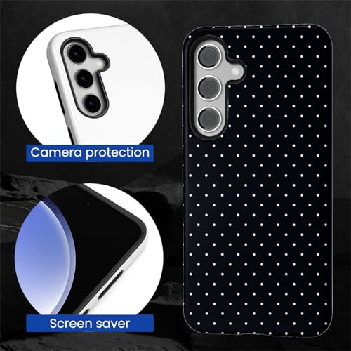 Coque Samsung S24 FE HL2 hybride double couche à pois noirs