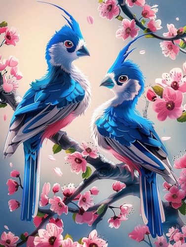 Peinture diamant oiseau 5D grand format 60x80cm broderie adulte fleur