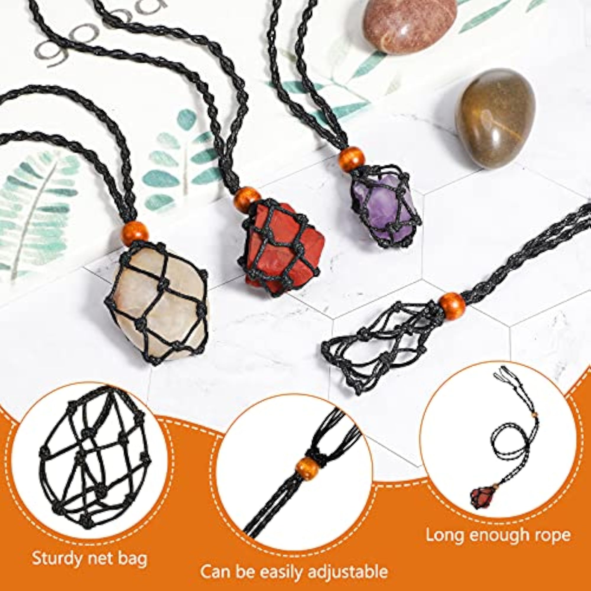18Pcs Crystal Blank Pendant Holder Stone Cords Necklace Holder Cage
