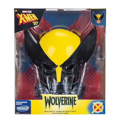 MARVEL Wolverine Official Adult Halloween Accessory Kit - Plastic Mask with Elastic Strap plus Two Claw Accessories
