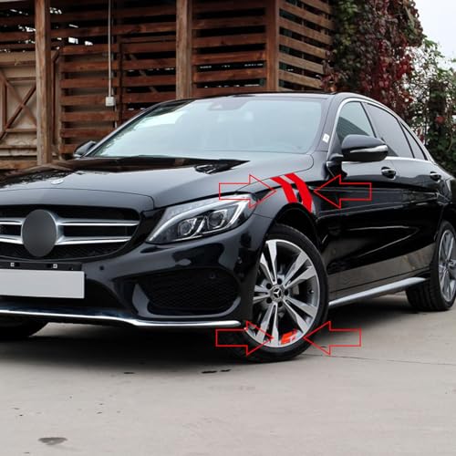 Image of x xotic tech Auto Universal Racing Style 4Pcs Front Hood Fender Double Hash Stripe Stickers + 6Pcs Reflective Wheel Tire Rim Safety Warning Decals Decoration Accessories Set (Red)