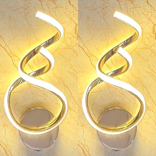 Image of Helix LED Wall Light for Home, Golden Modern Wall Lamp with 3 Color Modes, Warm White, Cool White, Natural White, Decorative Indoor Light, Pack of 2