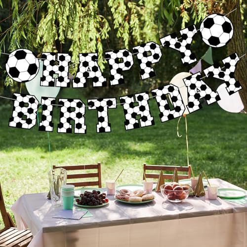 Image of Supervitae Happy Birthday Banner Soccer, Soccer Birthday Banner, Soccers Party Hanging Decorations Sport Theme Party Supplies for Soccers Player Gift Sport Parties Favors Decoration