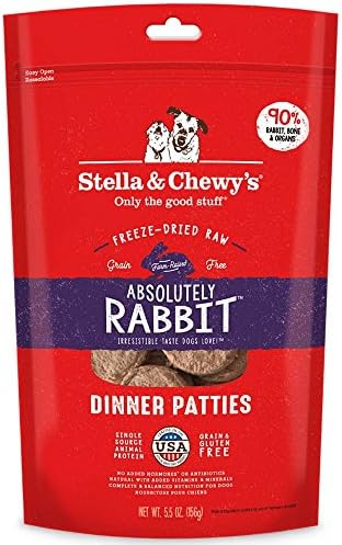 Stella & Chewy’s Freeze Dried Raw Dinner Patties – Grain Free Dog Food, Protein Rich Absolutely Rabbit Recipe – 5.5 oz Bag
