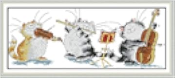 CrossNest 14CT Animal Counted Cross Stitch Kit for Beginners, Unprinted Complete DIY Embroidery Set with Pattern & Tools, Premium Aida Cloth & Threads (Concert)