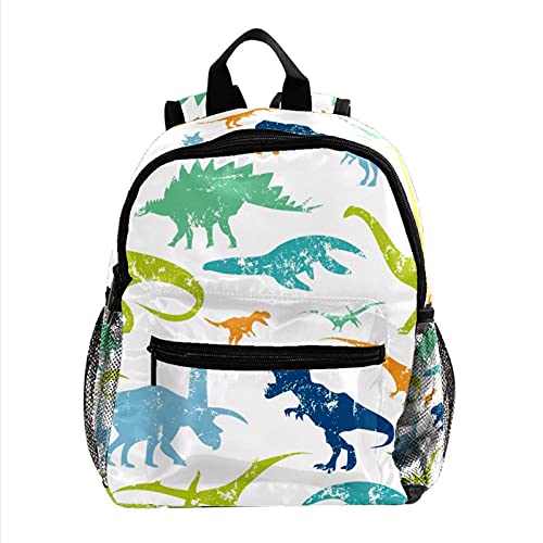 Mochila para niños dinosaurio lindo animal bebé niño escuela bolsa con bolsillo de malla lateral Kindergarten Daypack de dibujos animados monedero, Multi09,