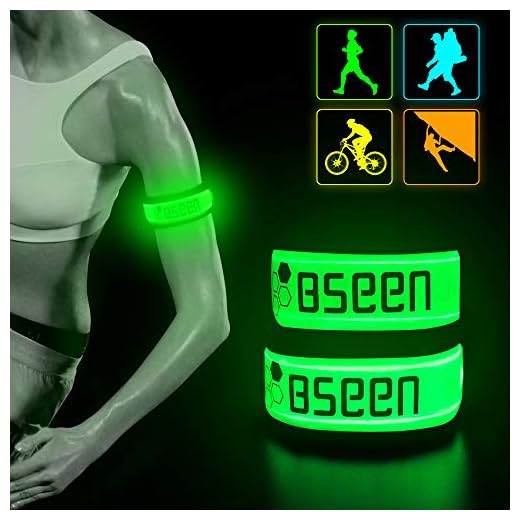 BSEEN LED Armband 2 Pack LED Slap Bracelets, Adjustable Strap Safety Light Armbands Glow in The Dark Night Running Gear for Jogging, Walking, Cycling, Camping Outdoor Sports (Green)
