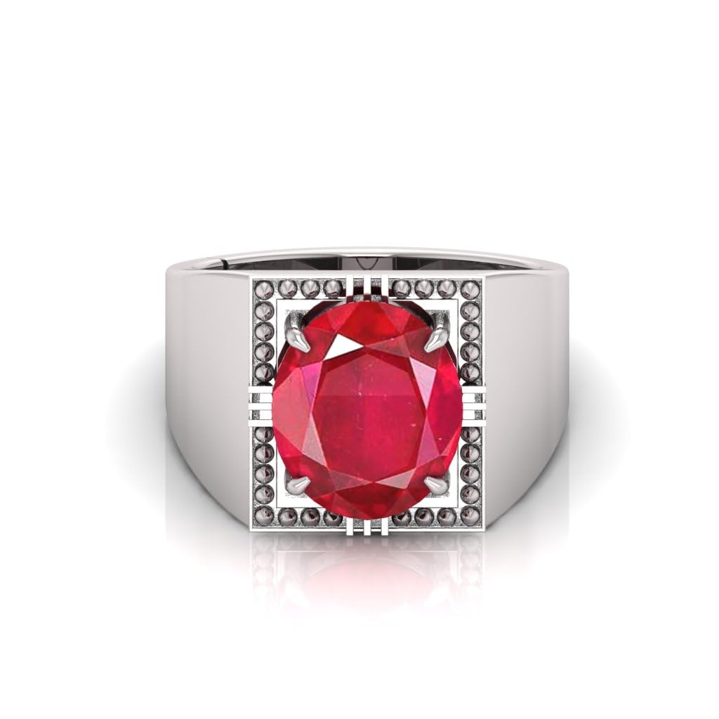 7.25 ratti ruby original 6.22 carat manik stone adjustable ring for men and women with lab certified a13