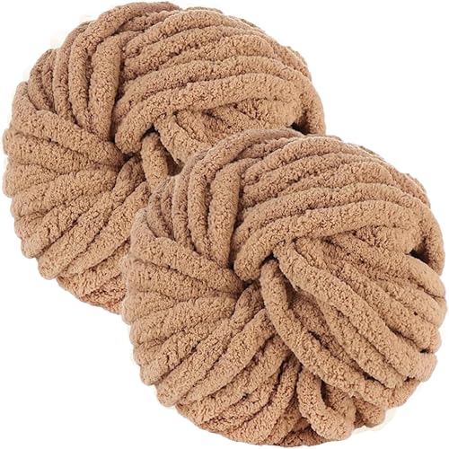Bafeil 2 gomitoli di lana grossa per lavori a maglia a mano, 250 g x 2, super morbidi, per uncinetto e lavoro a maglia, soffice filato di ciniglia da 2 cm, per coperte, sciarpe, cappelli, scarpe
