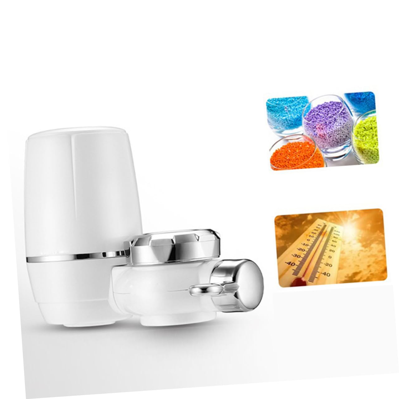 Filtro de Grifo de Cocina Purificador de Agua Cerámica Blanco | 2 Filtros de Repuesto, Diseño de 7 Capas, Cuerpo Abs Resistente y Gran Caudal