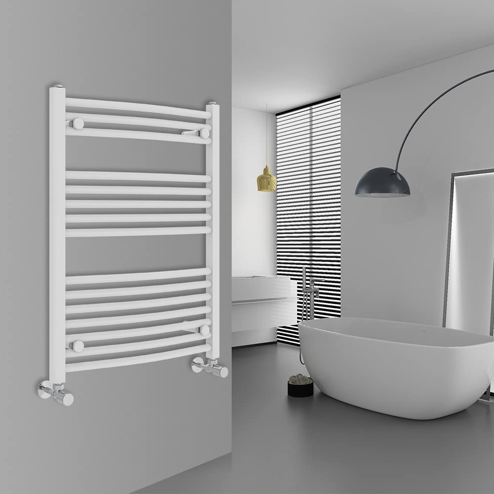 Warmehaus Curved Bathroom Heated Towel Rail Radiator White 800x600mm