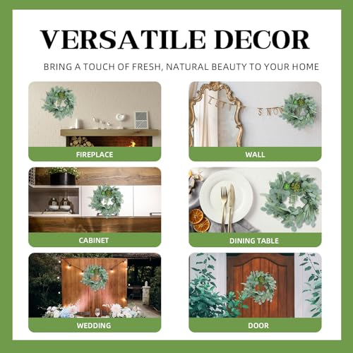 Hometrance FAUX EUCALYPTUS WREATH Green Eucalyptus Leaf Wreaths For Front Door, 20-22 Inch Artificial Greenery Wreath With Ferns & Succulents thumb #7