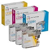 LD Compatible Ink Cartridge Replacement for Brother LC20E Super High Yield (Cyan, Magenta, Yellow, 3-Pack)