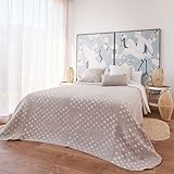 Algodón 50% - Poliéster 50% LA MALLORQUINA Colcha de Piqué - Davos (Cama 150 o 160cm - 250x260 cm - Beige)  Colchas de Lujo y Diseño de Algodón