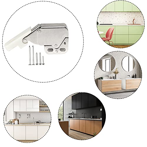 6 piezas Mini Pestillo para Puertas, Pestillo de Resorte, Cierre Presion, Cierre Pulsador Autocaravana, Resorte de Acero Automático Capturas, con Tornillos de Montaje, para Armarios de Cocina - imagen 7