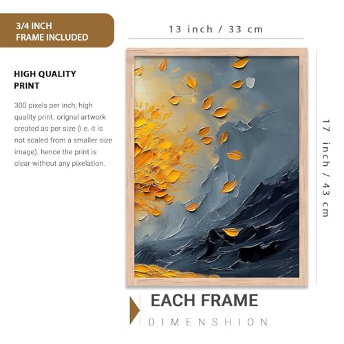 Image of kotart Mountain View Framed Painting | Big Aesthetic Nature Inspired Framed Paintings for Living Room Bedroom Wall Decor Set Of 3 (13X17 inch)